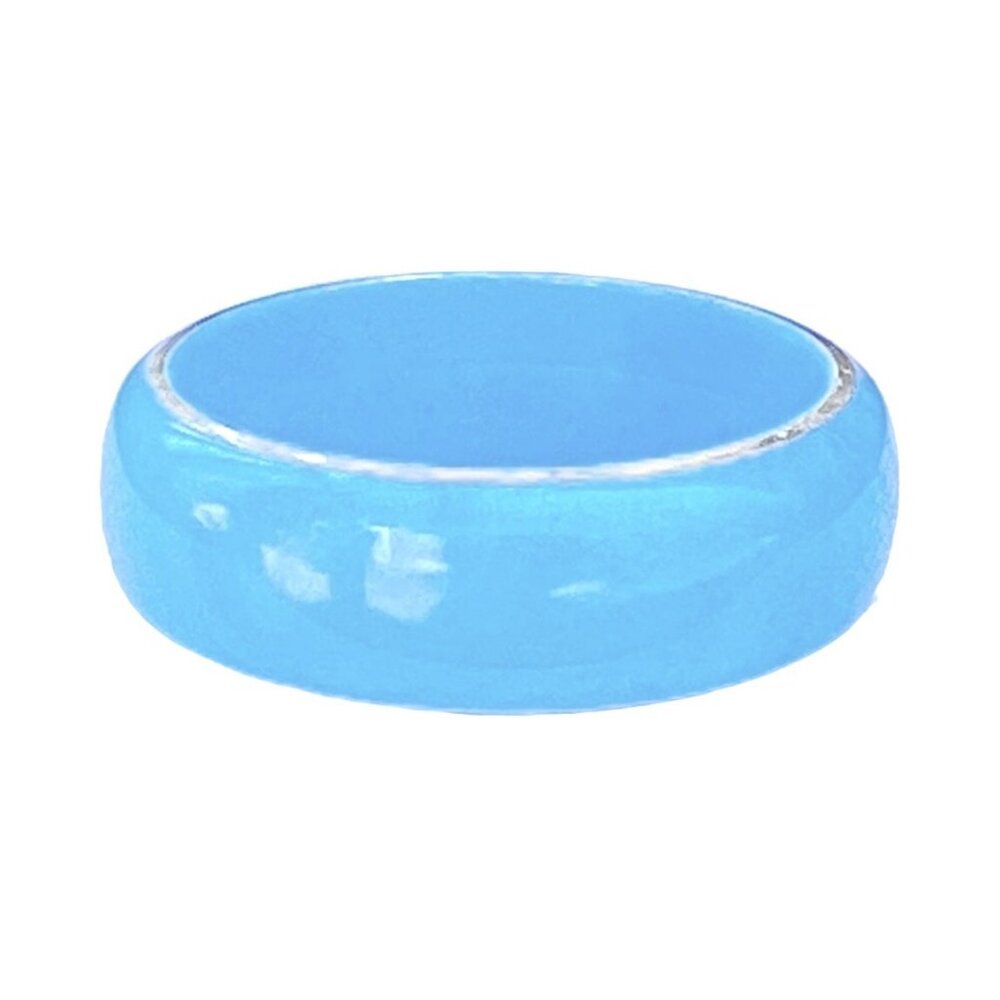 Vintage Chunky Y2K Turquoise Blue Lucite Bangle Bracelet with Gold Tome Edging - Picture 5 of 5